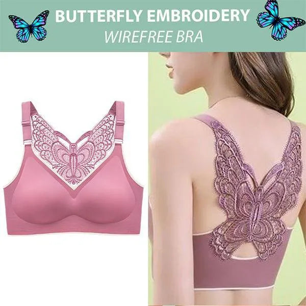 Butterfly Embroidery Wirefree Bra