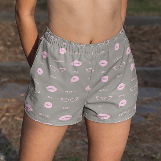 PINK LIPS Grey Boxer For Women